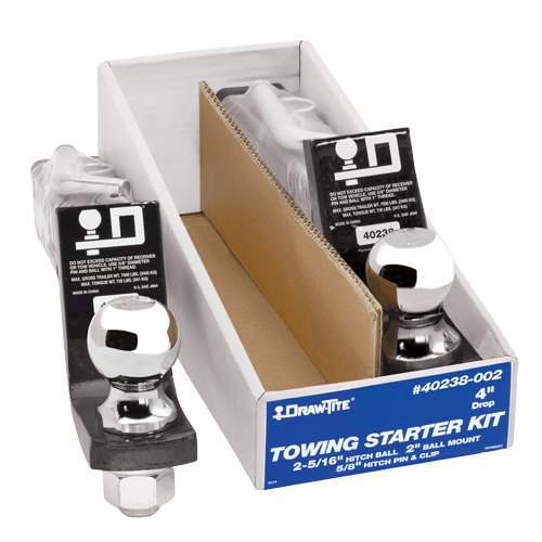 Draw-Tite 40238-002 Trailer Hitch Ball Mount Starter Kit, 7,500 lbs. Capacity, Fits 2 in. Receiver, 4 in. Drop, Black (2 pack)