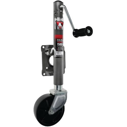 Bulldog Round Trailer Jack 151444, Side Mount, 1,500 lbs. Sidewind, Bolt-On