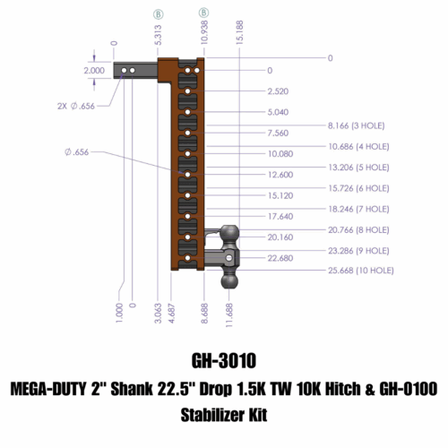 GEN-Y Hitch -Mega-Duty Drop Hitch - GH-3010;Tongue Weight:1500